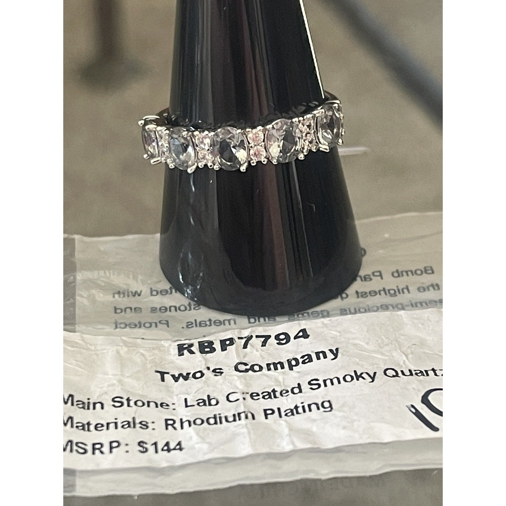 Bomb Party Ring Size 10 Rbp7794 Twos Company LC Smokey Quartz Rhodium Plating